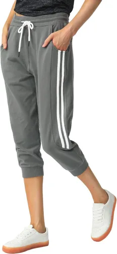 Vista 2 de SPECIALMAGIC Pantalones deportivos capri para mujer, pantalones capri casuales con bolsillos