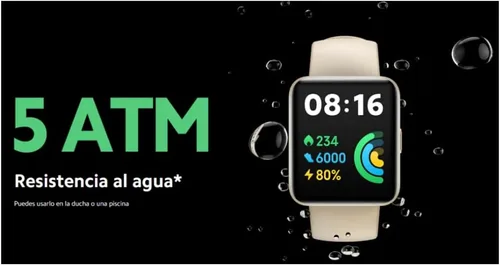 Vista 5 de XIAOMI Redmi Watch 2 Lite, más de 100 modos de fitness, pantalla táctil colorida de 1.55 pulgadas, resistencia al agua de 5 ATM, medición SPO₂