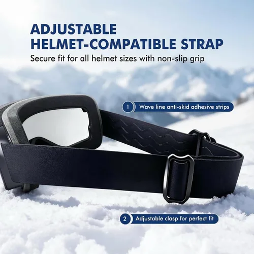 Vista 5 de Gafas de esquí cilíndricas, gafas de snowboard OTG para hombres y mujeres, antivaho y 100% protección UV400, gafas de nieve para esquí y snowboard