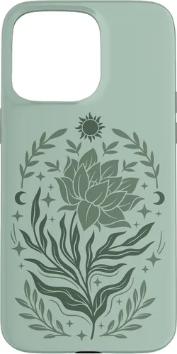Vista 31 de Sage & Green Flowers Sun Crescent Moon Boho Floral Celestial Case for iPhone 16