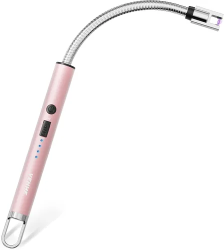 Vista 11 de VEHHE - Encendedor de velas eléctrico, encendedor de arco recargable con batería LED, pantalla de batería, cuello flexible largo, USB, encendedores