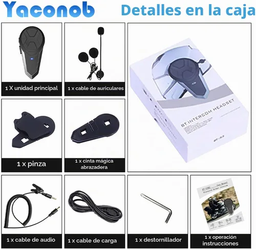 Vista 5 de BT-S3 - Auriculares Bluetooth para motocicleta, casco de motocicleta de 3,280.8 ft, intercomunicador de radio Bluetooth, interfono inalámbrico