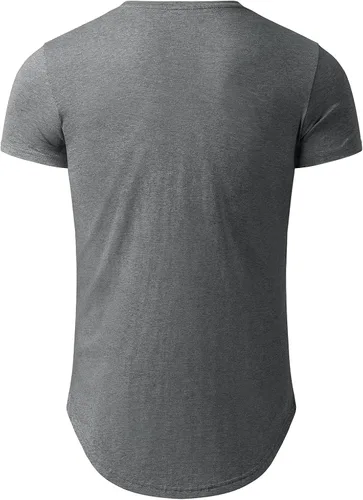 Vista 2 de LETAOTAO Camisas largas para hombre, estilo hip hop, camisas largas de teñido anudado, camisetas de gimnasio hipster, camiseta festoneada
