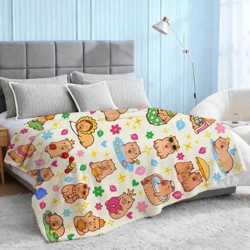 Vista 6 de Capybara - Manta de regalo para niños y niñas, suave y acogedora, manta de franela para decoración de ropa de cama, regalos para amantes