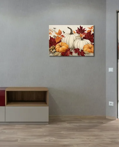 Vista 5 de GLOKAKA Estampado de calabaza, impresiones de otoño, decoración de fiesta de otoño, decoración de hojas de pared de otoño, decoración de Halloween