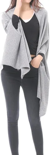 Vista 4 de BRUCERIVER Chales largos de punto para mujer, mezcla de lana, versátiles, multiestilo