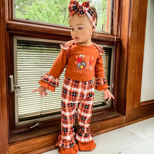 Vista 16 de HINTINA Conjunto de ropa para bebé recién nacida con diadema para el primer Halloween