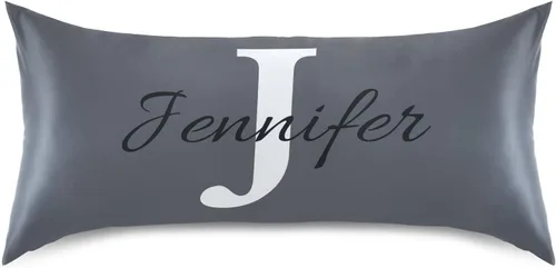 Vista 40 de Fundas de almohada negras personalizadas de seda con cierre de sobre, funda de almohada de satén tamaño estándar para personas que duermen