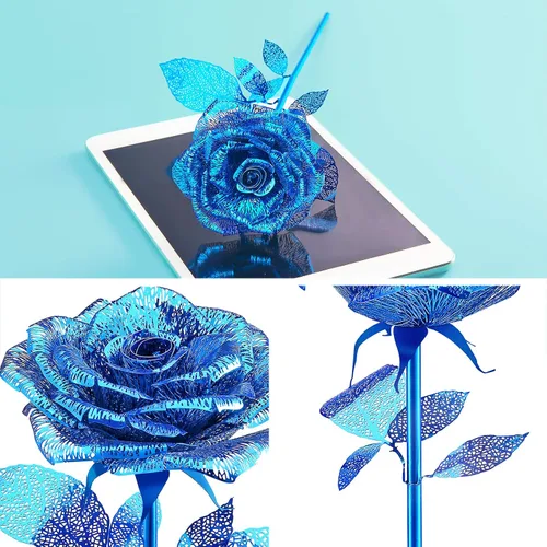 Vista 2 de Piececool Rompecabezas de metal 3D, kit de modelo de flores falsas, bloques de construcción de metal, rompecabezas 3D de bricolaje para adultos