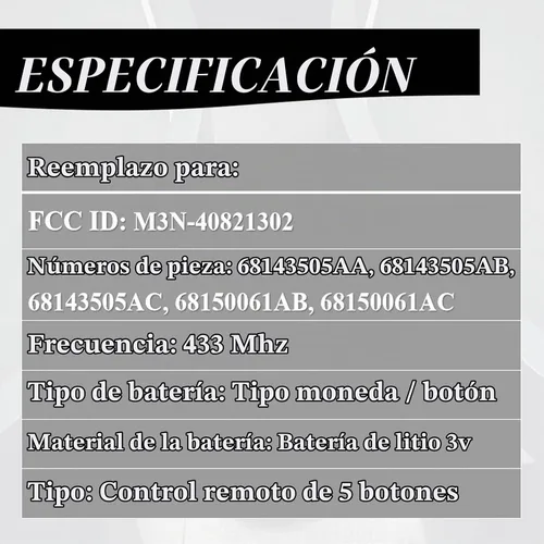 Vista 3 de MechanMagic Llavero de repuesto compatible con Jeep Grand Cherokee 2014-2022, llave inteligente de proximidad para automóvil, entrada sin llave
