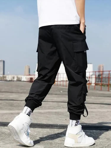 Vista 5 de Streetwear - Pantalones de hip hop, pantalones cargo deportivos, casuales, deportivos, para hombres, parejas, mujeres, unisex