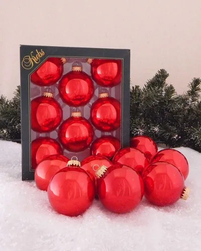 Vista 3 de Christmas By Krebs Adornos de bola de Navidad de vidrio sin costuras de diseñador hechos en EE.UU., 2 5/8" (67mm), 8 piezas