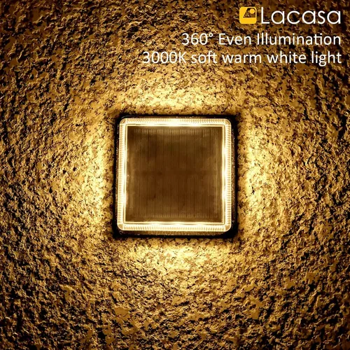 Vista 8 de Lacasa Luces solares de escalón, paquete de 4 luces LED solares de 50 lm, 3000 K, luz blanca cálida, luces solares para exteriores, IP68 impermeable
