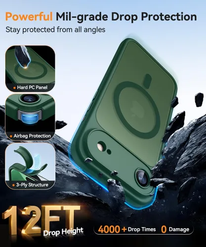 Vista 185 de CANSHN Funda magnética compatible con iPhone Air (6.5 pulgadas), mejorada [protección completa de la cámara] [compatible con Magsafe]