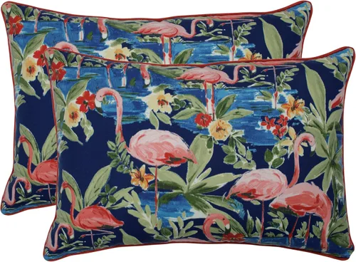 Vista 65 de Pillow Perfect Almohadas lumbares Delray azul marino para exteriores/interiores, 11.5 x 18.5 pulgadas, paquete de 2