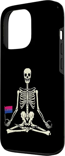 Vista 2 de Funda de regalo para iPhone 13 Pro Skeleton Yoga Namaste Bisexual Pride Flag Yogi LGBTQ Bi