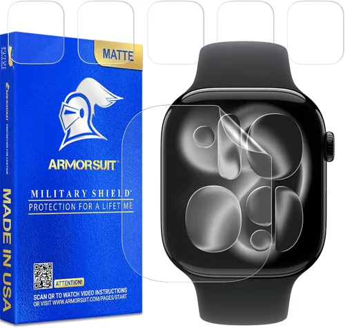 Vista 7 de ArmorSuit Paquete de 6 protectores de pantalla para Apple Watch Series 9/8/7 (1.614 pulgadas) Dry-Shield HD Clear TPU Dry Installation Film