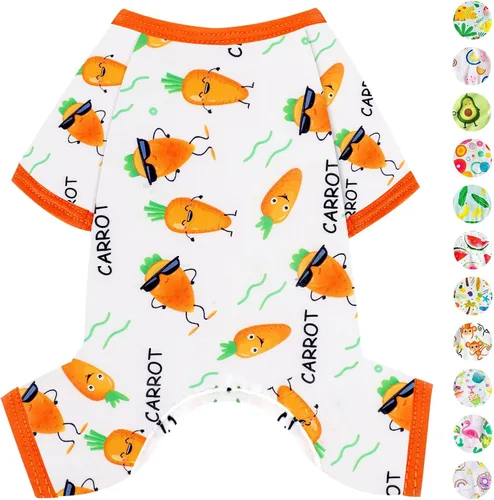 Vista 24 de Pijamas para perros de primavera y verano, ropa para perros pequeños y niñas – Niños – Perros de tamaño mediano, ropa suave y elástica para Verde
