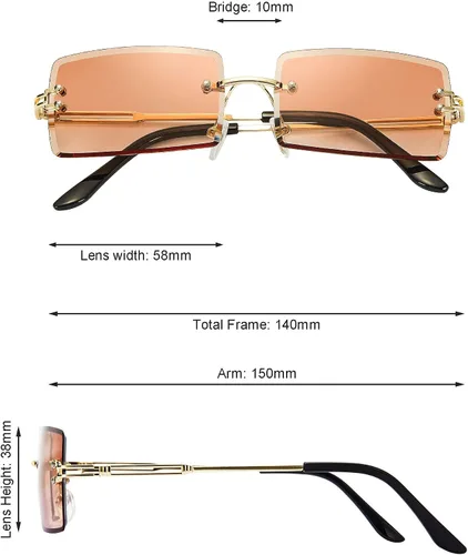 Vista 2 de 3 Pairs Rimless Rectangle Sunglasses Tinted Frameless Eyewear Vintage Transparent Rectangle Y2K Glasses for Women Men