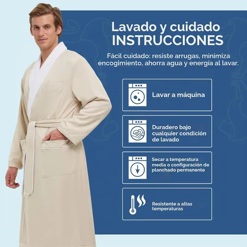 Vista 5 de Bata monarca/ciprés unisex de tejido suave y microfibra, color blanco Natural