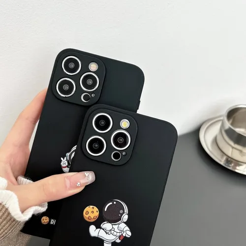 Vista 5 de Yonds Queen Funda protectora de TPU para iPhone SE 2022 (3ª generación), compatible con iPhone 7/8/SE2 (2020), diseño de astronauta, planeta, luna