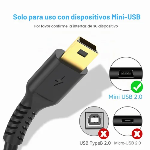 Vista 3 de Cable mini USB de 3 pies, USB 2.0 estándar a Mini B macho, cable de carga USB Mini a USB duradero compatible con controlador PS3, reproductor