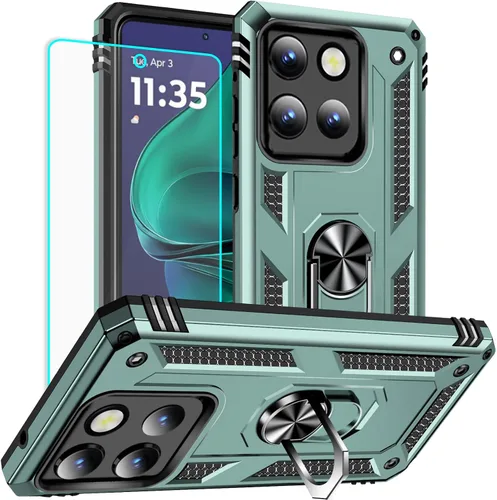 Vista 12 de Yiakeng Funda para Moto G Stylus 5G 2023, Motorola G Stylus 5G 2023 con protector de pantalla HD, fundas protectoras de grado militar con anillo