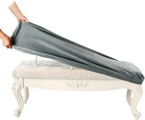 Vista 19 de SINOSSO Funda de terciopelo suave para banco de piano para 2 personas, (27.5"- 36.5") L x (12"- 16") A rectángulo elástico lavable funda protectora