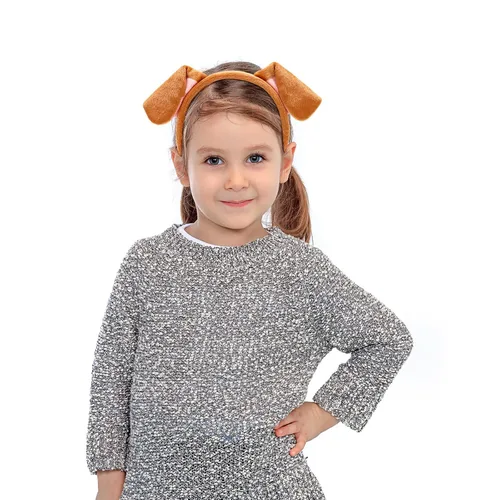 Vista 8 de Diadema de orejas de perro marrones para mujer, aro de pelo de dibujos animados, accesorios para el cabello para niñas, Pascua, Halloween, Navidad