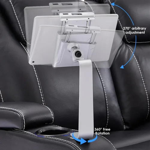 Vista 4 de Weilianda Serie de asientos de cine en casa, soporte giratorio para tableta y teléfono celular, accesorios para sofá, 2 juegos de plata