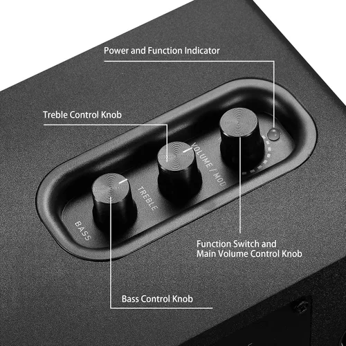 Vista 3 de Sanyun SW208 bocinas de estantería activas Bluetooth 5.0 de 3" – Unidad de altavoz de fibra de carbono de 60W - DAC de 24 bits incorporado - Sonido