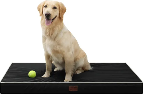 Vista 10 de Colchonetas de Cama para Perros Medianos - Cama Ortopédica para Perros con Espuma Gruesa tipo Huevo para Jaula, Funda Extraíble Lavable, Base Negro