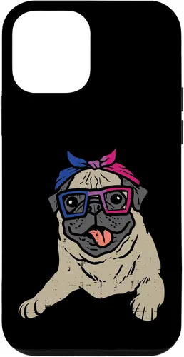 Vista 12 de iPhone 13 Pro Pug Dog Bandana LGBTQ Bisexual Flag Gay Pride Bi Dog Lover Case