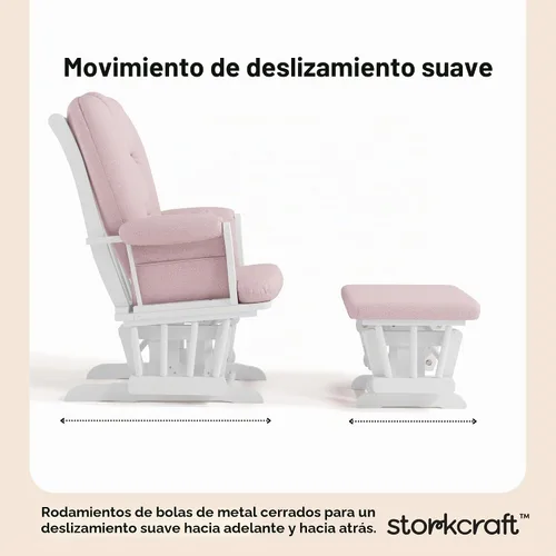 Vista 4 de Storkcraft Tuscany - Mecedora y Otomana Personalizada con Almohada Lumbar Gratis (Remolino Blanco/Rosa Rubor) – Silla Mecedora de Lactancia Cómoda