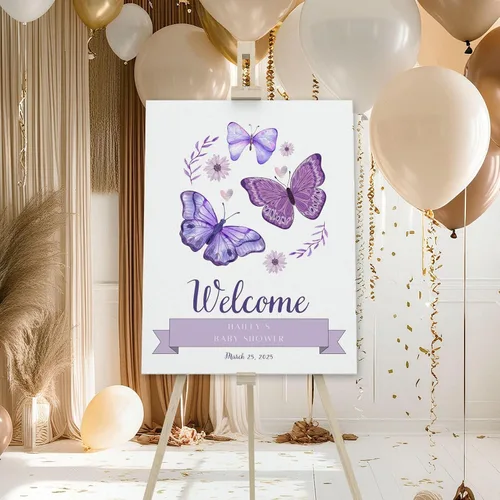 Vista 10 de Personalized Baby Shower Welcome Sign, Custom Baby Name, Shower Sign, Wildflower A Little Wildflower on the Way, Brunch, Elegant Version 01