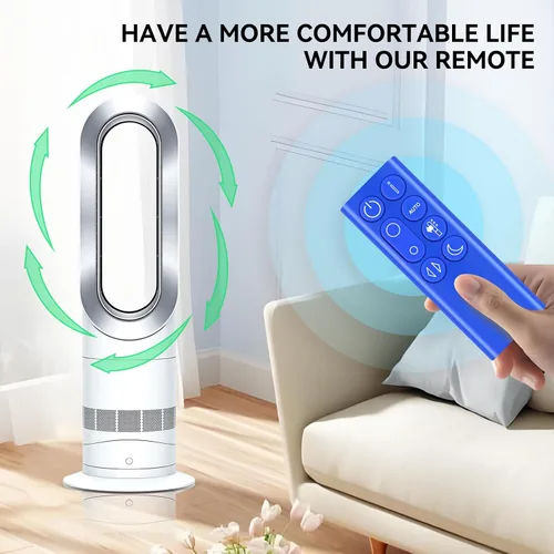Vista 9 de Control remoto de ventilador de repuesto compatible con Dyson DP04 TP04 TP06 TP09 Pure Cool Air Purifying Fan (color azul con batería) Blue, With