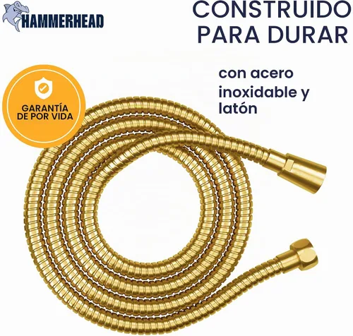 Vista 2 de HammerHead Showers Accesorio de manguera de ducha de metal sólido para alcachofa, manguera universal de repuesto extra larga de 72 pulgadas para Oro