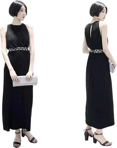 Vista 6 de Cinturón elástico ancho de metal triangular para mujer para vestidos cinturones elásticos con hebilla entrelazada, Oro