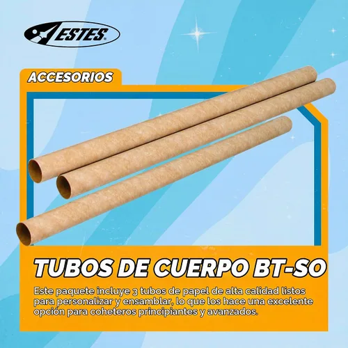Vista 2 de Estes 3086 Paquete de 3 tubos de carrocería BT-50, suministros de construcción de cohetes modelo volador, accesorios de kit de modelo de cohete