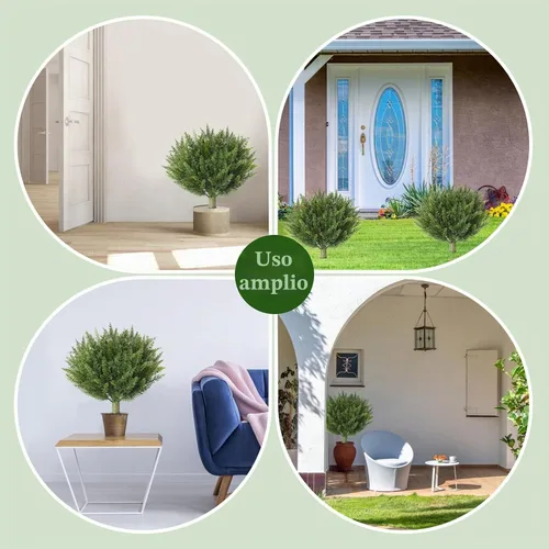 Vista 7 de Juego de 2 arbustos topiarios de Navidad de ciprés artificiales, plantas artificiales de exterior resistentes a los rayos UV de 20 pulgadas