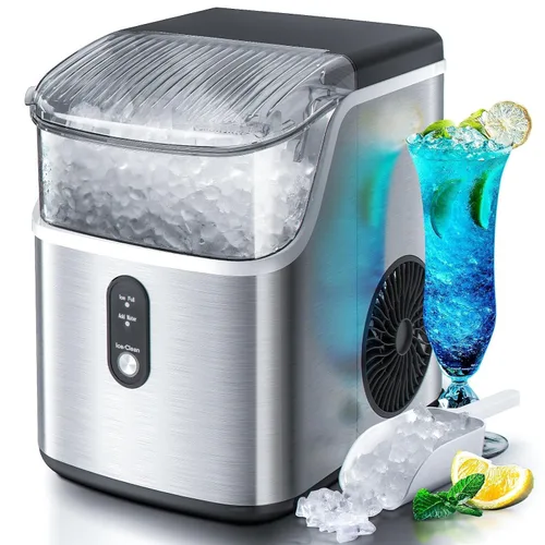 Vista 9 de Antarctic Star Nugget Ice Maker - Máquina de hielo masticable con limpieza automática, fabricación rápida de hielo de 34 libras/24 horas, operación