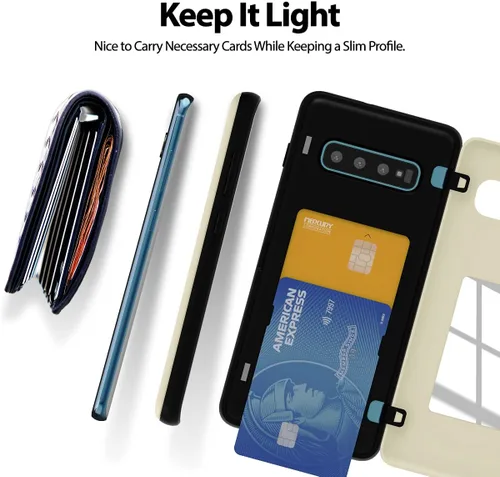 Vista 6 de GOOSPERY Tope Magnético Compatible con Galaxy S10 Plus, Funda Cartera con Portarjetas Imán de Cierre Automático Fácil Protectora de Doble Capa Blanco