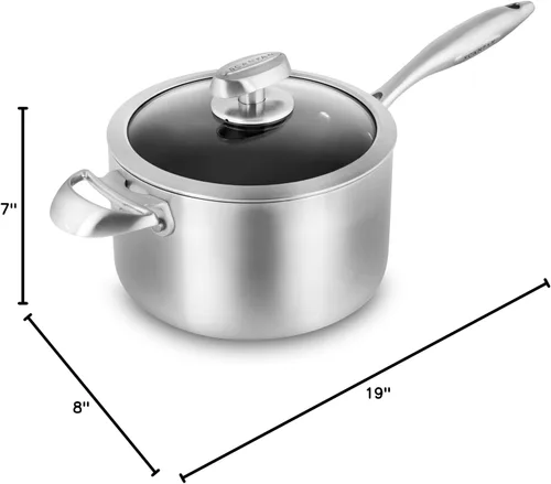 Vista 8 de Scanpan CX+ - Cacerola antiadherente Stratanium Plus de 4 cuartos de galón, acero inoxidable de 5 capas