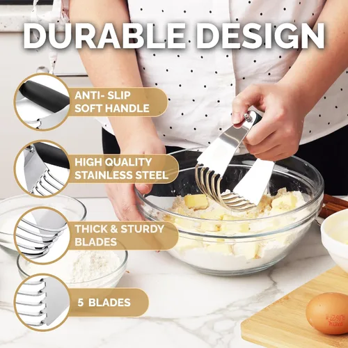 Vista 3 de Zulay Kitchen Batidora de masa – Cortador de repostería de acero inoxidable, cortador de masa resistente con cuchillas, batidora de pastelería