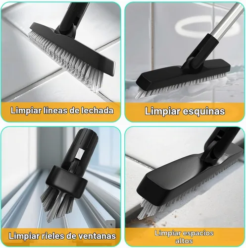 Vista 7 de 2 Pack Cepillo para lechada con mango largo, cepillo giratorio para limpieza de líneas de lechada - Cepillo limpiador de lechada con mango duradero