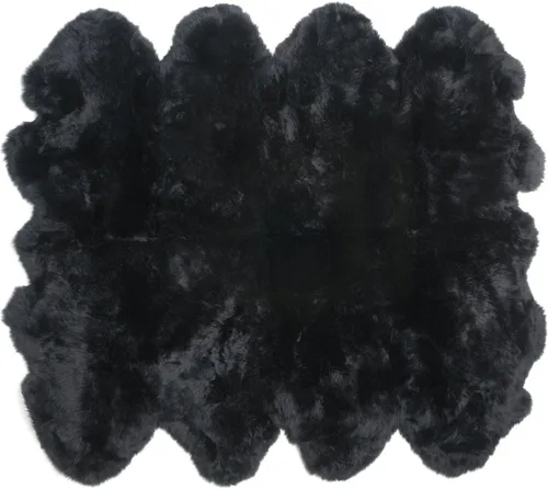 Vista 94 de HUAHOO Alfombra de piel de oveja genuina prémium Negra Real de Australia Piel de oveja natural de lujo, alfombra esponjosa de lana de cordero