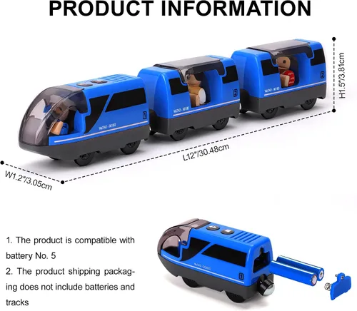 Vista 6 de TOPLIVING Tren motorizado para pista de madera, tren eléctrico con conexión magnética, trenes locomotoras a pilas para niños pequeños, compatible