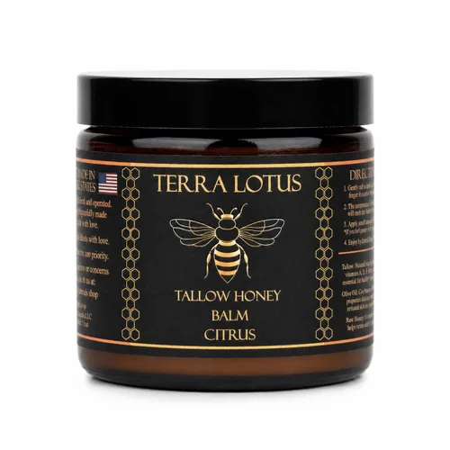 Vista 10 de Terra Lotus - Bálsamo de Sebo de Res Orgánica Alimentada con Pasto con Miel Cruda - Crema Hidratante para Piel Suave y Tersa - Hidratante Totalmente