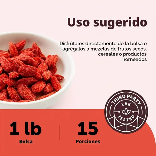 Vista 3 de Micro Ingredients Bayas de Goji Orgánicas, 1Lb (16oz) Grandes Bayas Enteras Secas al Sol Superalimento Crudo de Lycium Barbarum Sabor Natural