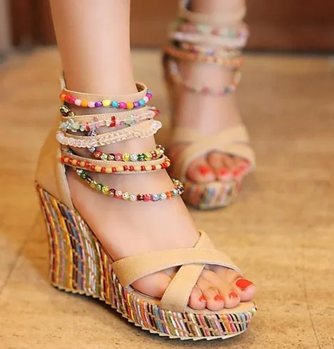 Vista 3 de Getmorebeauty - Sandalias de plataforma para mujer con perlas en la parte superior tacones altos
